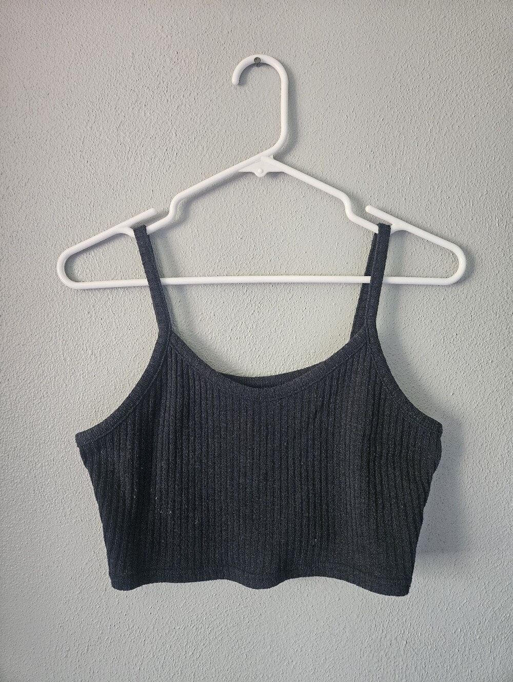 Ribbed Black Crop Tank Top - Women's